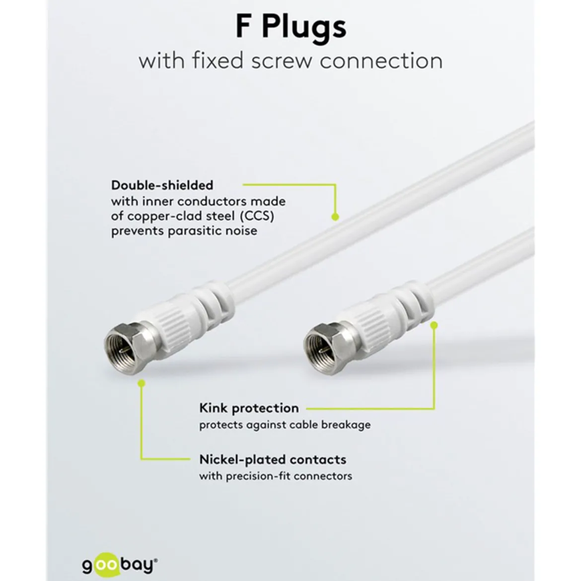 F-kabel Hvid - 15 m