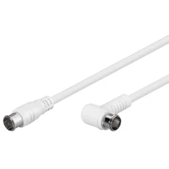 F-kabel Hvid vinklet - 5 m