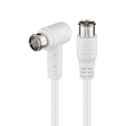 F-kabel Hvid vinklet - 5 m