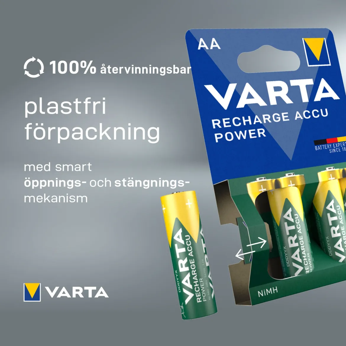 Genopladelige AA-batterier Varta Recharge Accu 2600 mAh - 4-pak