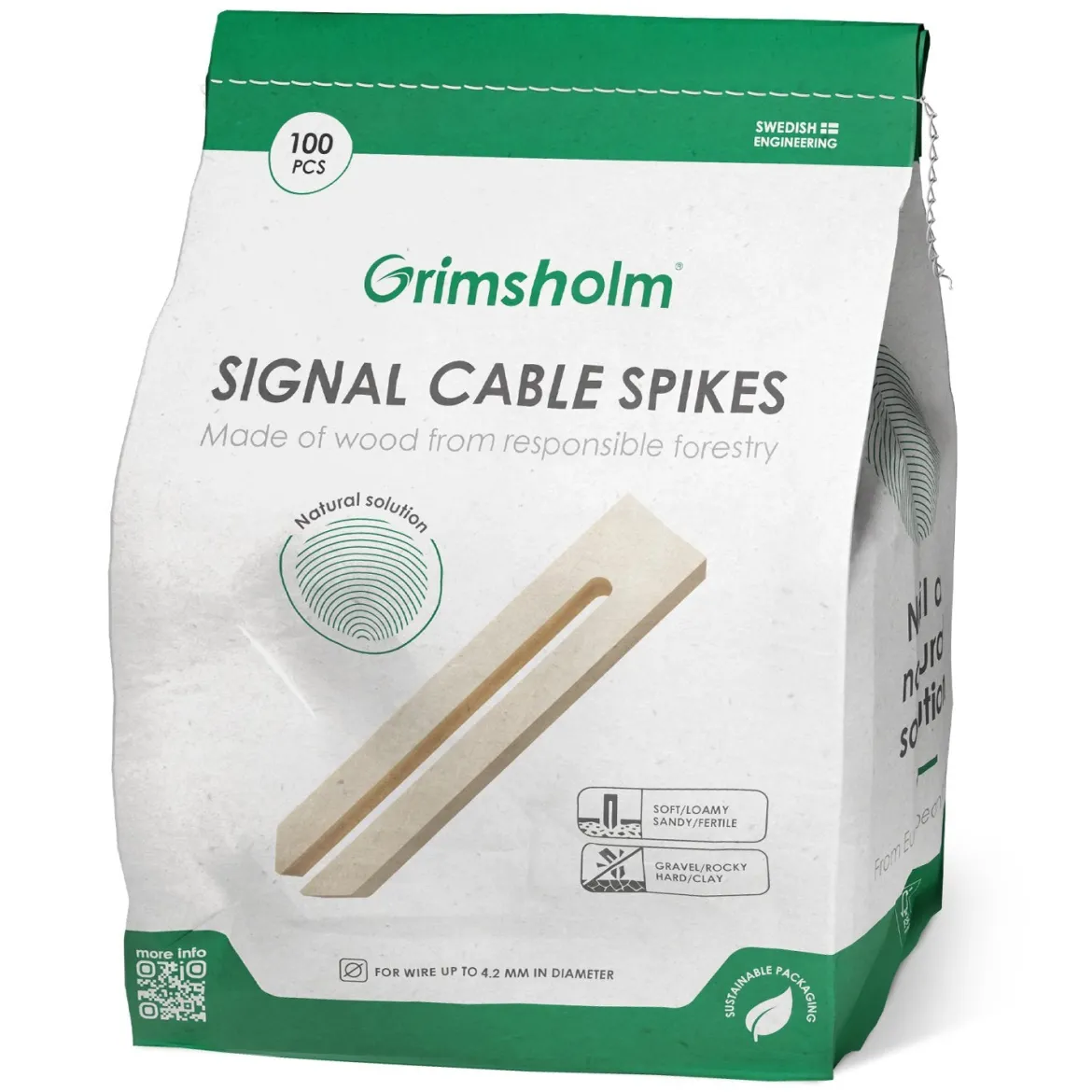 Grimsholm Træspyd til Signalkabel - 100-pak