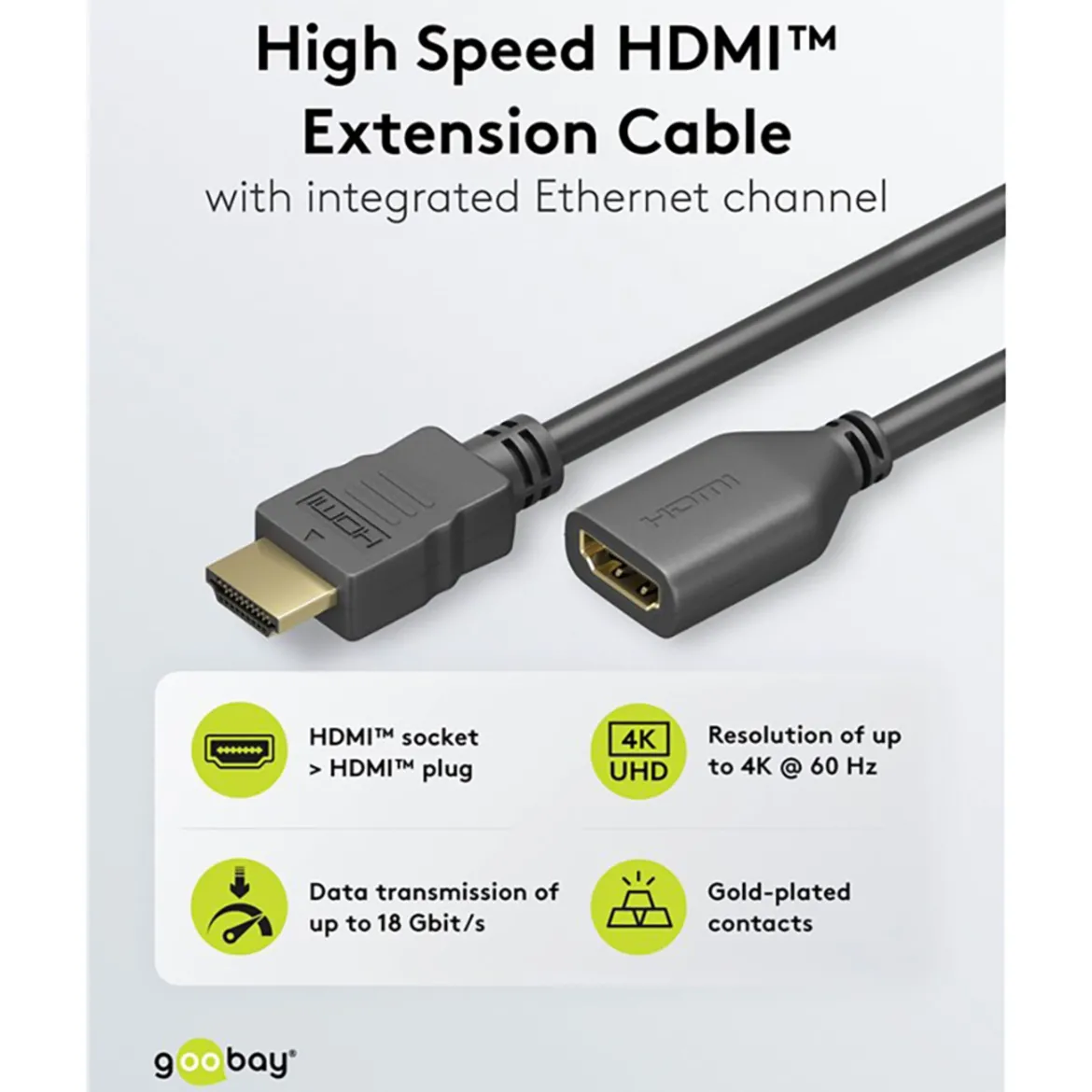 HDMI-forlængerkabel 4K/60 Hz - 1 m