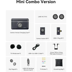 Hollyland LARK M2 Mini Combo trådløst mikrofonsystem, Kamera + USB-C