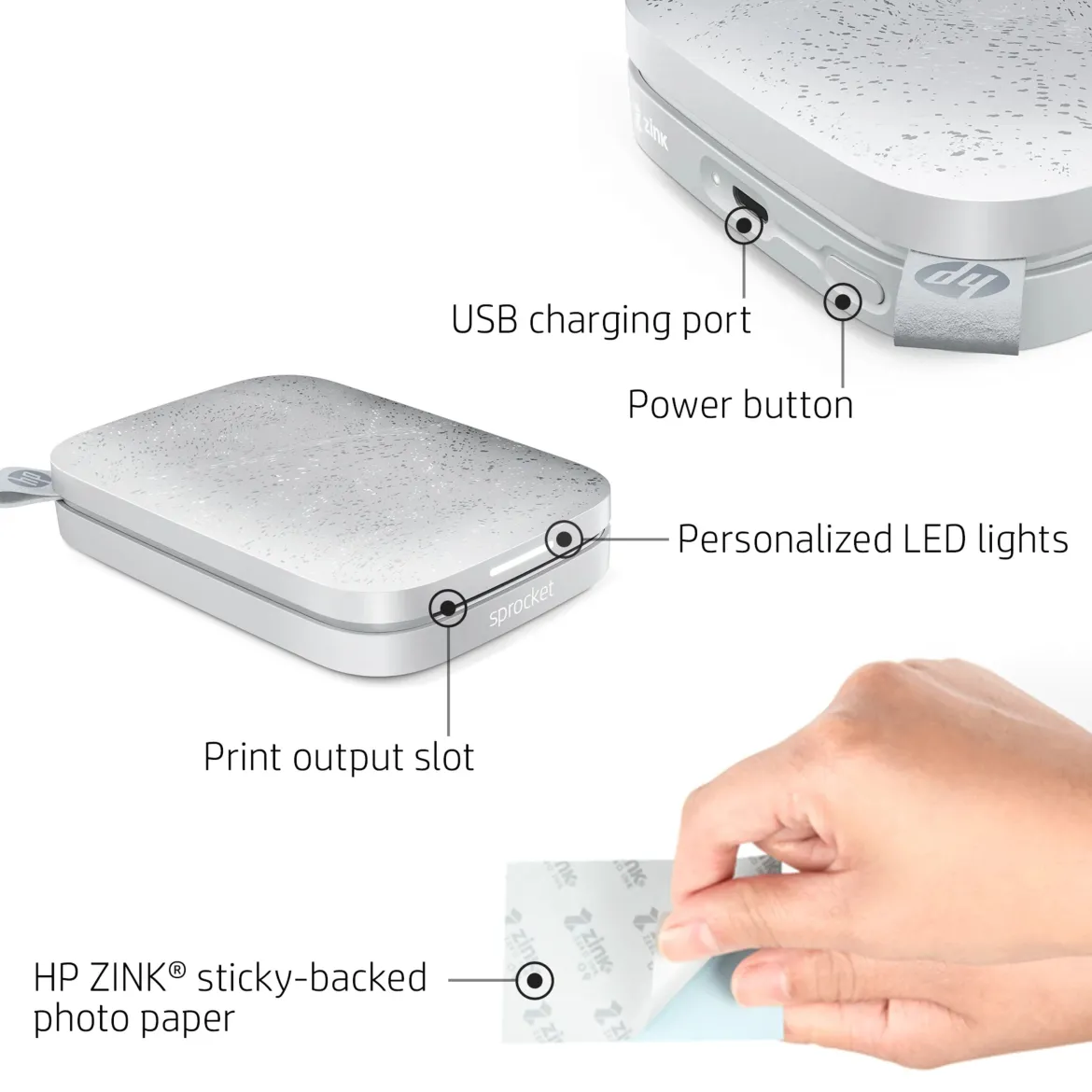 HP Sprocket Luna Hvid