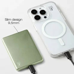 IDEAL OF SWEDEN Slim Powerbank MagSafe 5000 mAh, Sage Green