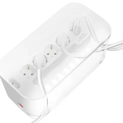 Kabelboks hvid med indbygget 5-vejs stikdåse og 3x USB