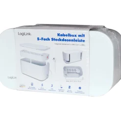 Kabelboks hvid med indbygget 5-vejs stikdåse og 3x USB