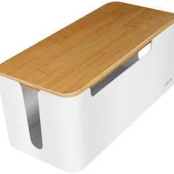 Kabelboks med bambuslåg 320 x 140 x 130 mm