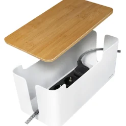 Kabelboks med bambuslåg 320 x 140 x 130 mm