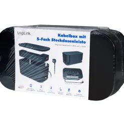 Kabelboks sort med indbygget 5-vejs stikdåse og 3x USB