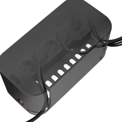 Kabelboks sort med indbygget 5-vejs stikdåse og 3x USB