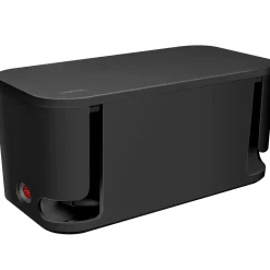 Kabelboks sort med indbygget 5-vejs stikdåse og 3x USB