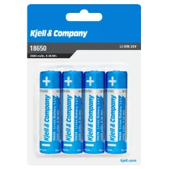 Kjell & Co Li-ion batteri - 18650 3,6 V - 2600 mAh - 4 stk