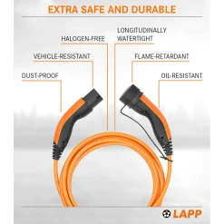 LAPP Type 2 ladekabel, 22 kW, 7 m, Orange