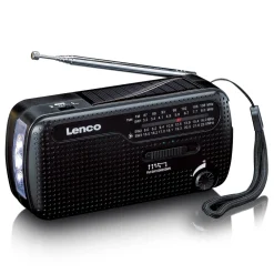 Lenco MCR-113BK FM-radio med dynamo- og solcelleopladning