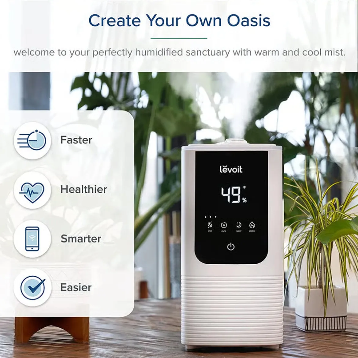 Levoit OasisMist 450S Smart luftfugter, Appstyret