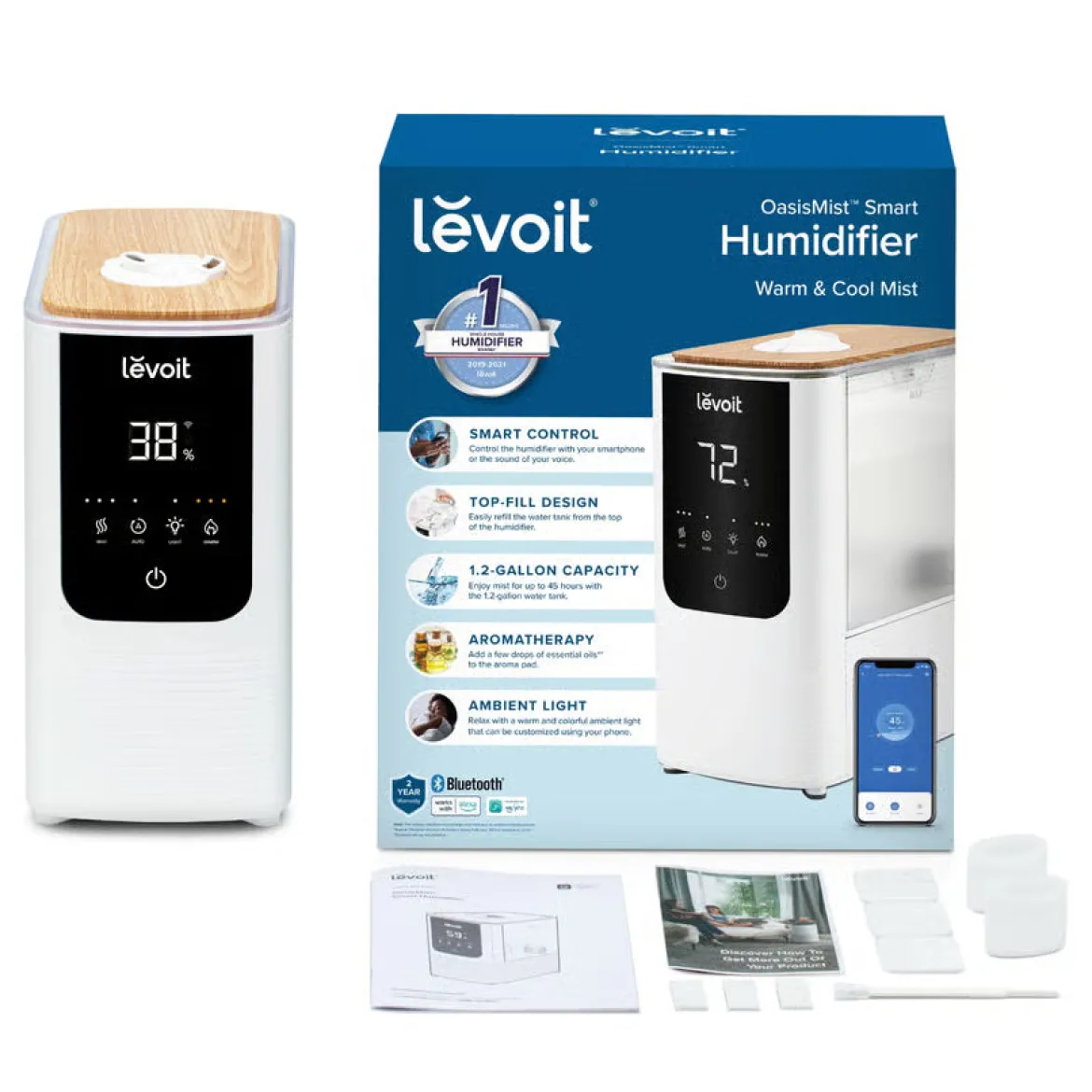 Levoit OasisMist 450S Smart luftfugter, Appstyret