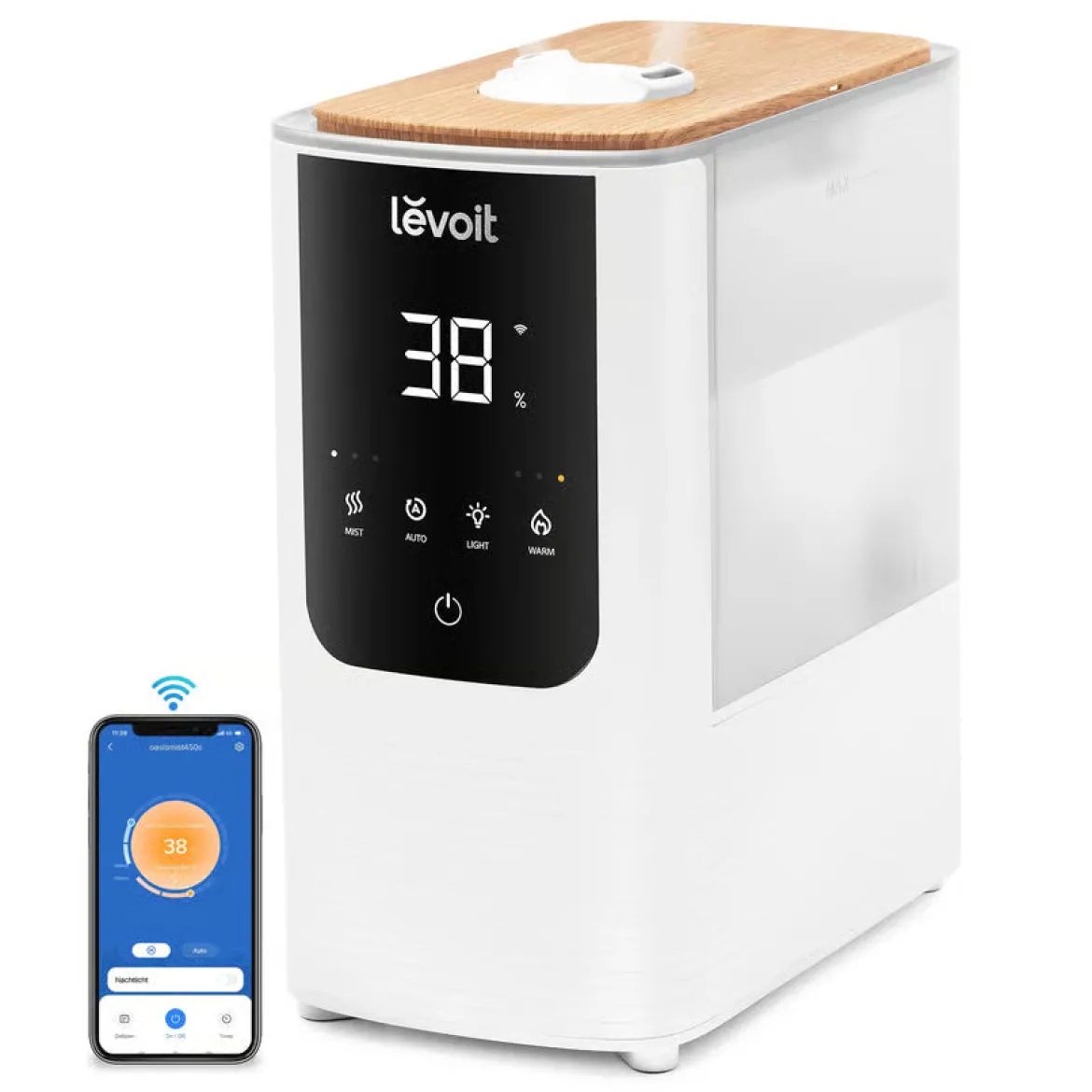 Levoit OasisMist 450S Smart luftfugter, Appstyret