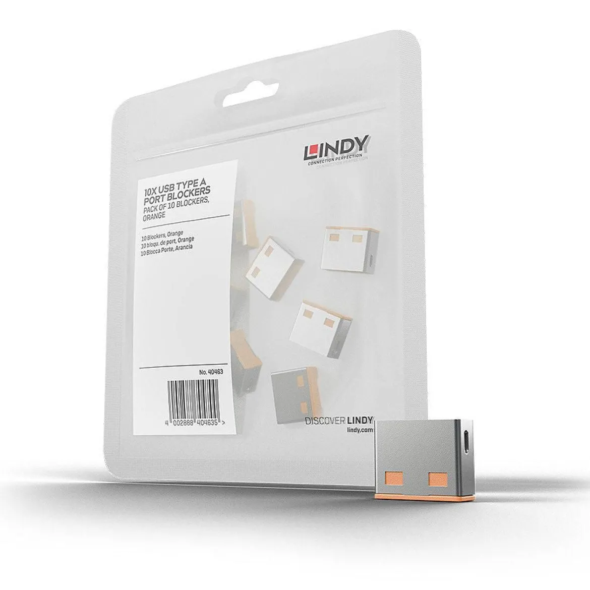 Lindy USB-A Port Blocker Orange - 10-pak