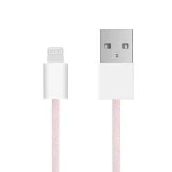 Linocell Flettet USB-A til Lightning-kabel - MFi - Lyserød - 1 m