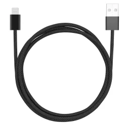 Linocell Flettet USB-A til Lightning-kabel - MFi - Sort - 1 m