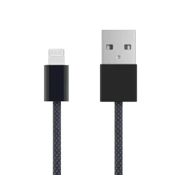 Linocell Flettet USB-A til Lightning-kabel - MFi - Sort - 2 m