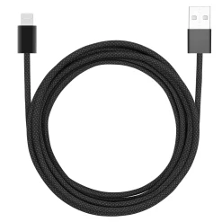 Linocell Flettet USB-A til Lightning-kabel - MFi - Sort - 2 m