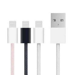 Linocell Flettet USB-A til Lightning-kabel - MFi - Hvid - 0,5 m