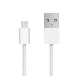 Linocell Flettet USB-A til Lightning-kabel - MFi - Hvid - 0,5 m