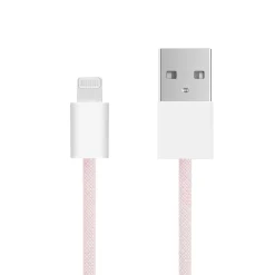 Linocell Flettet USB-A til Lightning-kabel - MFi - Lyserød - 0,5 m