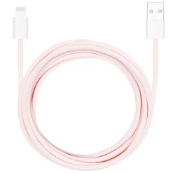 Linocell Flettet USB-A til Lightning-kabel - MFi - Lyserød - 2 m