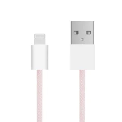 Linocell Flettet USB-A til Lightning-kabel - MFi - Lyserød - 2 m