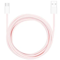 Linocell Flettet USB-A til USB-C kabel - Lyserød 2 m