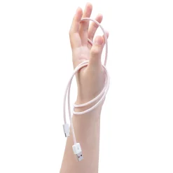 Linocell Flettet USB-A til USB-C kabel - Lyserød 2 m