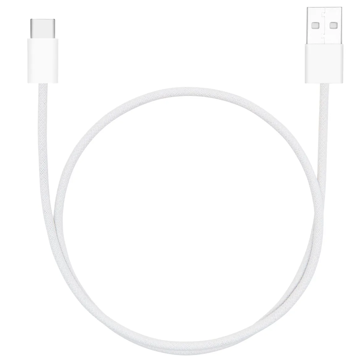 Linocell Flettet USB-A til USB-C 2.0-kabel - Hvid - 0,5 m