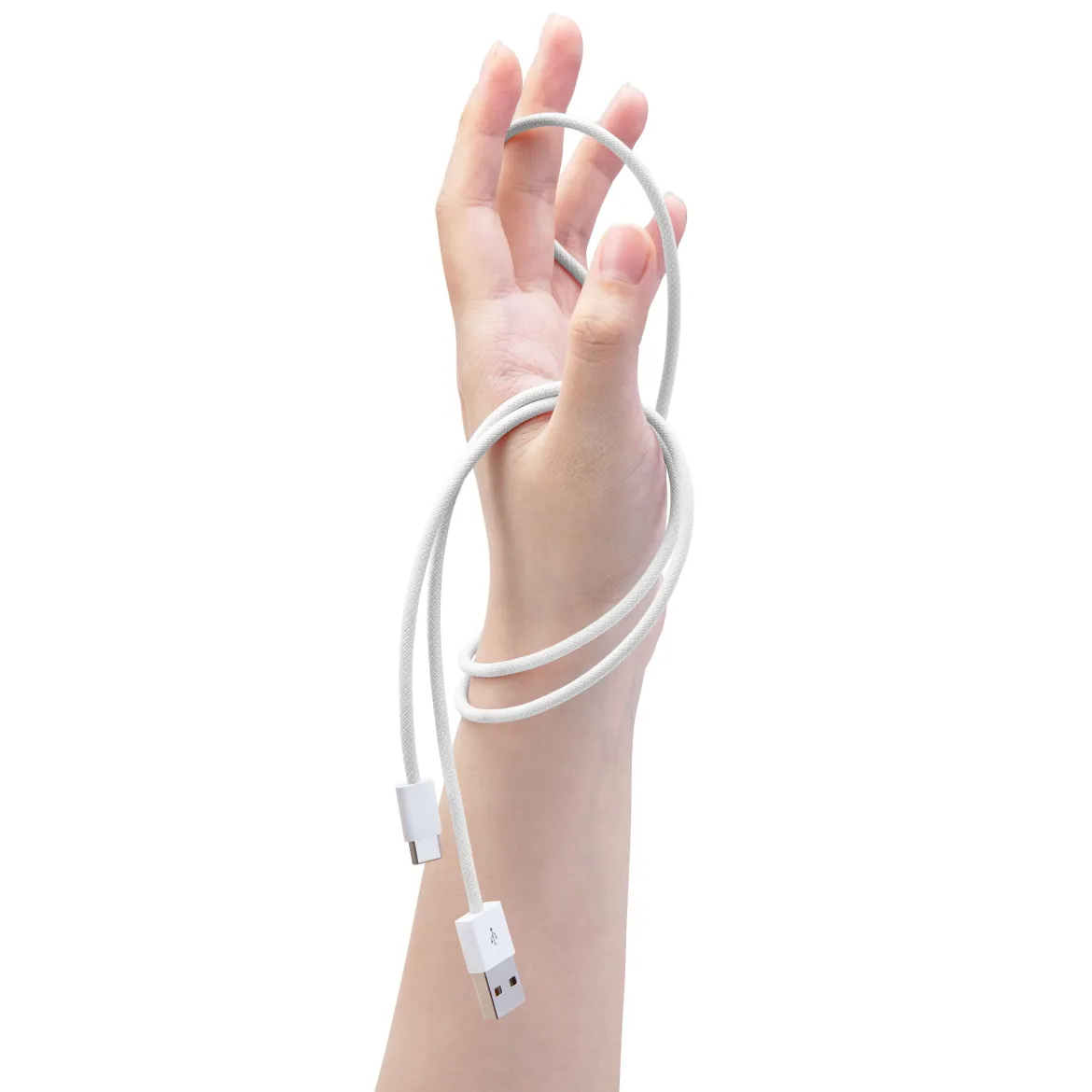 Linocell Flettet USB-A til USB-C 2.0-kabel - Hvid - 0,5 m