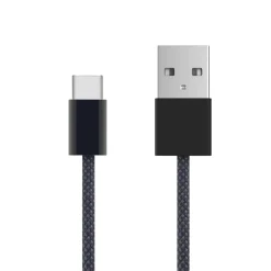 Linocell Flettet USB-A til USB-C 2.0-kabel - Sort - 2 m