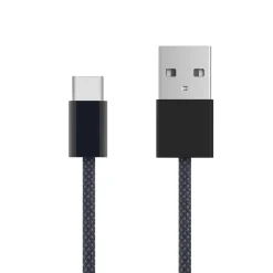 Linocell Flettet USB-A til USB-C 2.0-kabel - Sort - 1 m