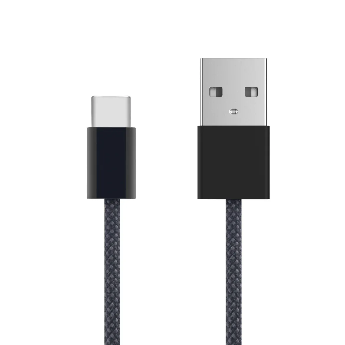 Linocell Flettet USB-A til USB-C 2.0-kabel - Sort - 1 m