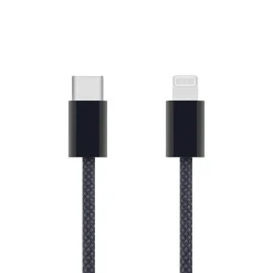 Linocell Flettet USB-C til Lightning-kabel - MFi - Sort - 0,5 m