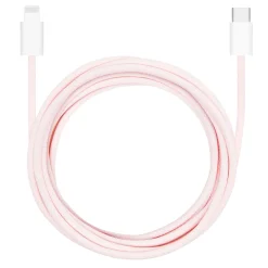 Linocell Flettet USB-C til Lightning-kabel - MFi - Lyserød - 2 m
