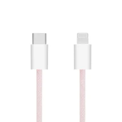 Linocell Flettet USB-C til Lightning-kabel - MFi - Lyserød - 2 m