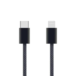 Linocell Flettet USB-C til Lightning-kabel - MFi - Sort - 1 m