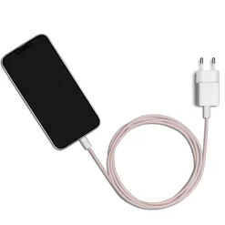 Linocell Flettet USB-C til Lightning-kabel - MFi - Lyserød - 1 m