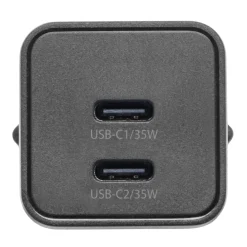 Linocell GaN hurtiglader 35 W PD med 2 USB-C-porte - Sort