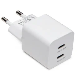 Linocell GaN hurtigoplader 35 W PD med 2 USB-C-porte - Hvid