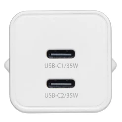 Linocell GaN hurtigoplader 35 W PD med 2 USB-C-porte - Hvid