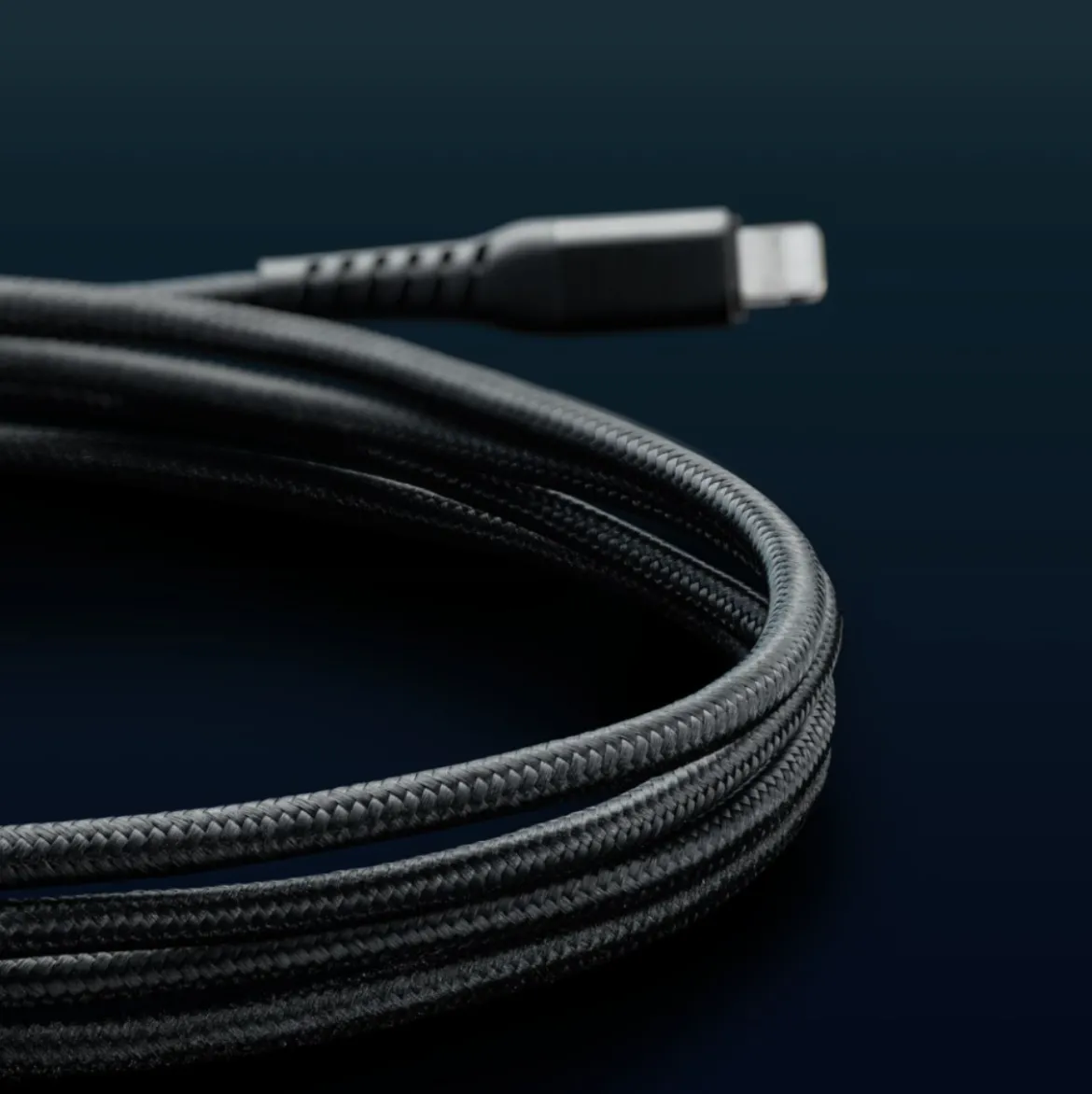 Linocell Kevlar USB-A til Lightning-kabel - MFi - Sort - 2 m