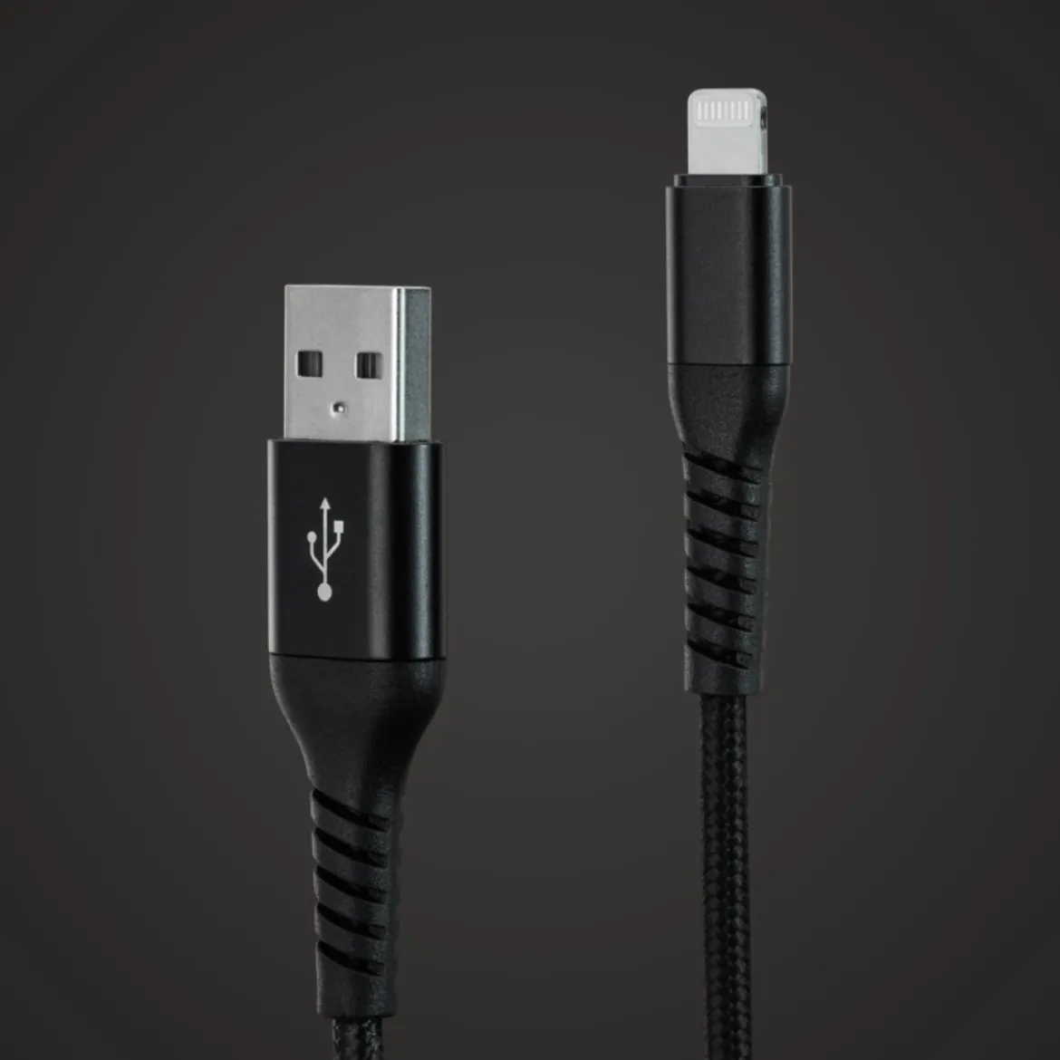Linocell Kevlar USB-A til Lightning-kabel - MFi - Sort - 2 m