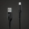 Linocell Kevlar USB-A til Lightning-kabel - MFi - Sort - 1 m